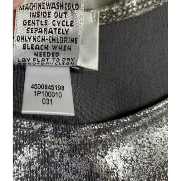 Chico's Womens Jacket and Tank Top Set Size 1 Medium Gray Silver Metallic Travel - Picture 13 of 13